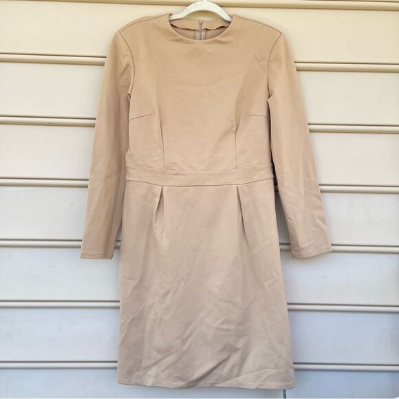 NWT Halara Round Neck Rayon Blend Long Sleeve Invisible Zipper Split Hem Dress - Picture 2 of 8
